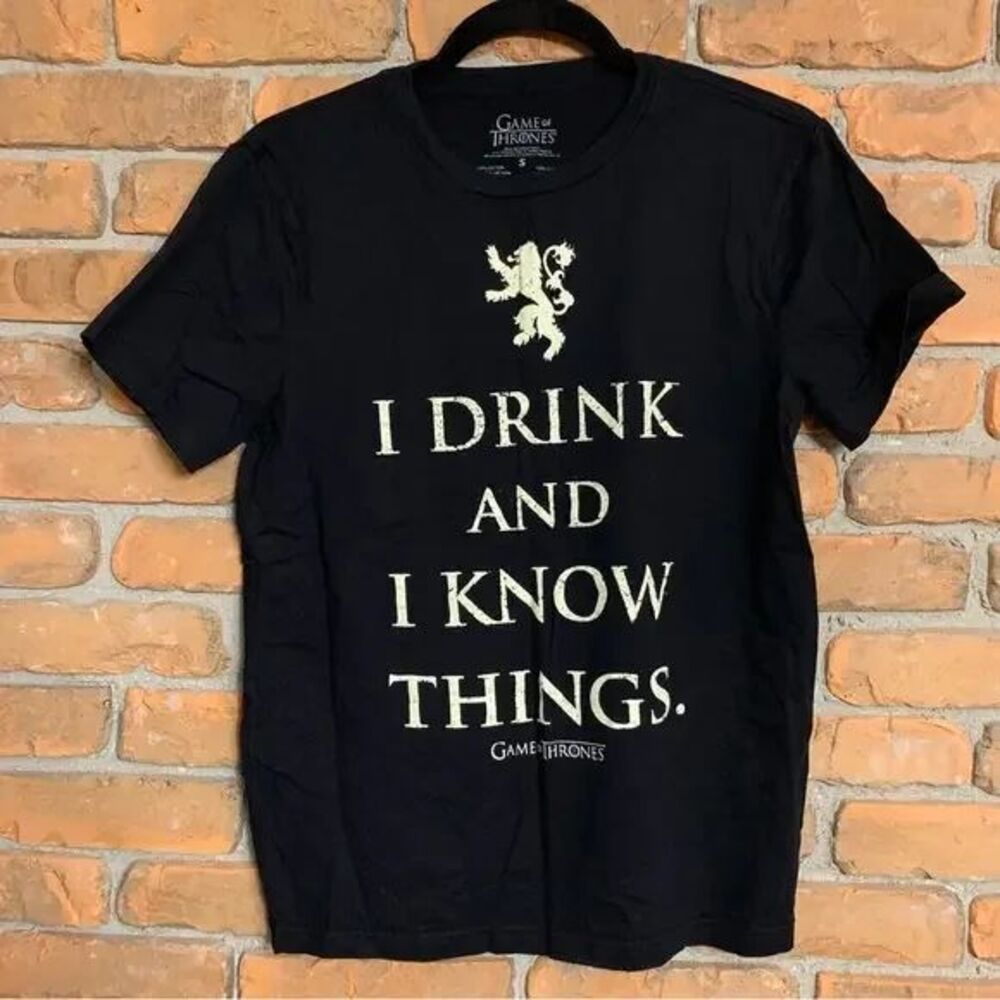 Game of Thrones Tee Mens Small Black I Drink and I Know Things Lannister Graphic